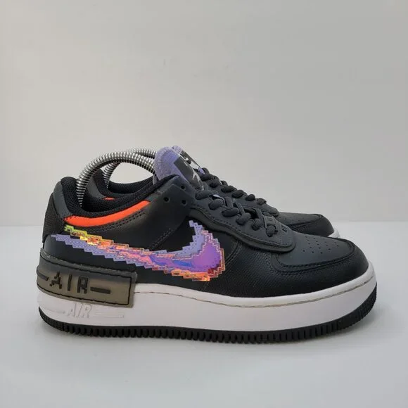 Nike Air Force 1 Shadow SE Pixel Swoosh Women Shoes Black CV8480-001 US Size 7.5 - Picture 1 of 8